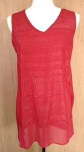 Apt.9 Tango Red Sparkle SleeveLess top sz M